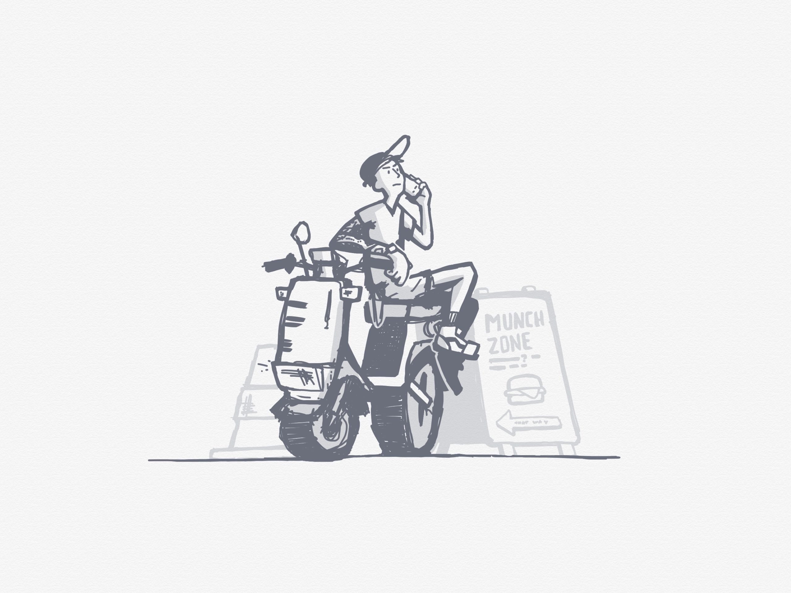 A guy sitting on a moped.